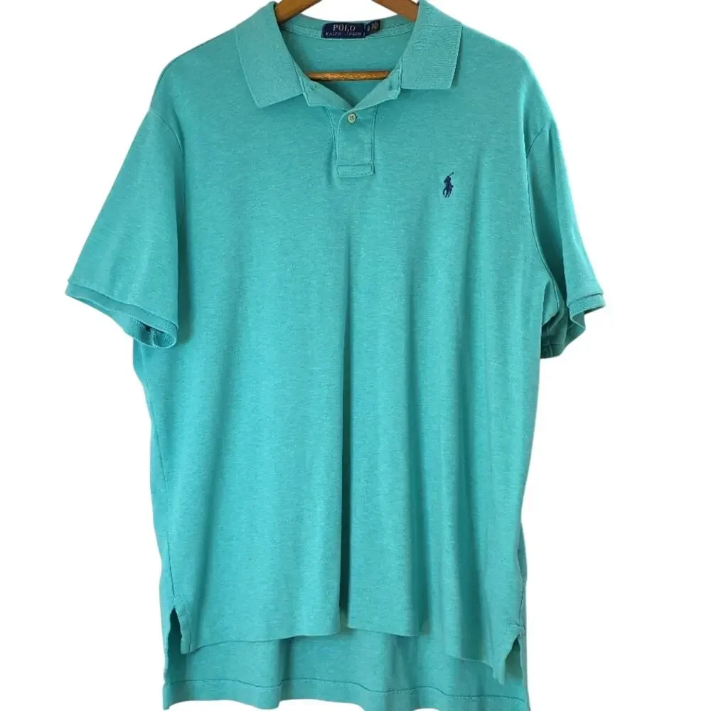 Ralph Lauren Mens Polo Sz XL Green Logo Pony Preppy 100% Cotton Old Money Shirt